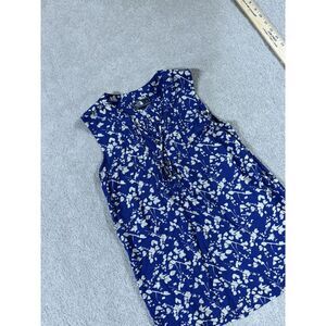 The North Face Women Sleeveless Floral Polo Shirt Blue White Size XS Flowing EUC